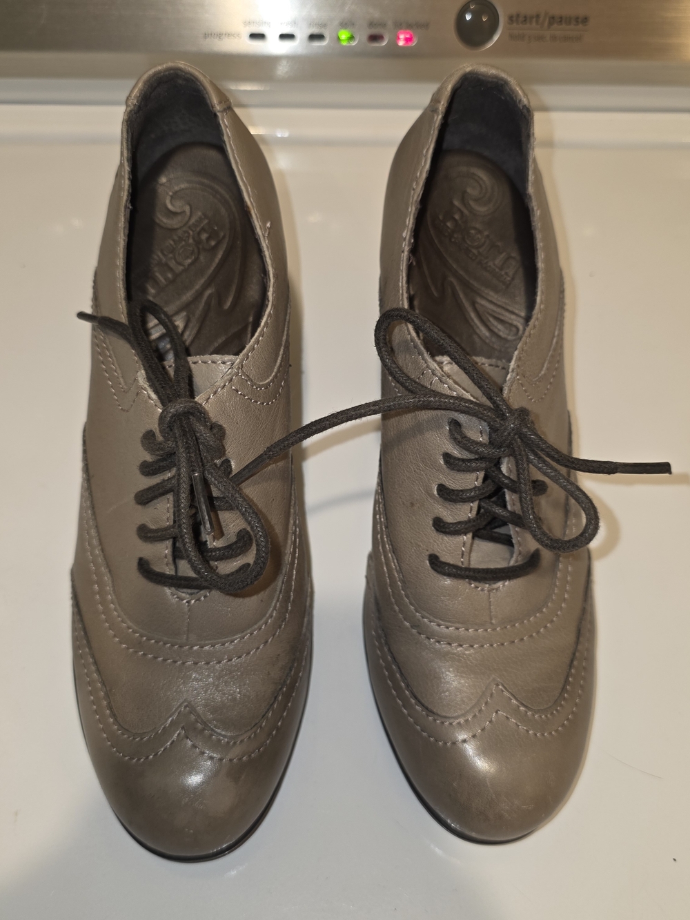 Born Taupe Lace-Up Heeled Oxfords